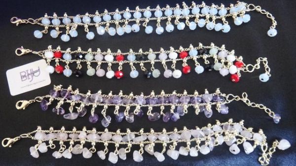 BIV0070 - Pulseira com malha de pedras naturais