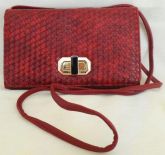 BIV0007 - Bolsa carteira tiracolo vermelho queimado