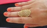 BIV0048 - Anel dourado de rede oval